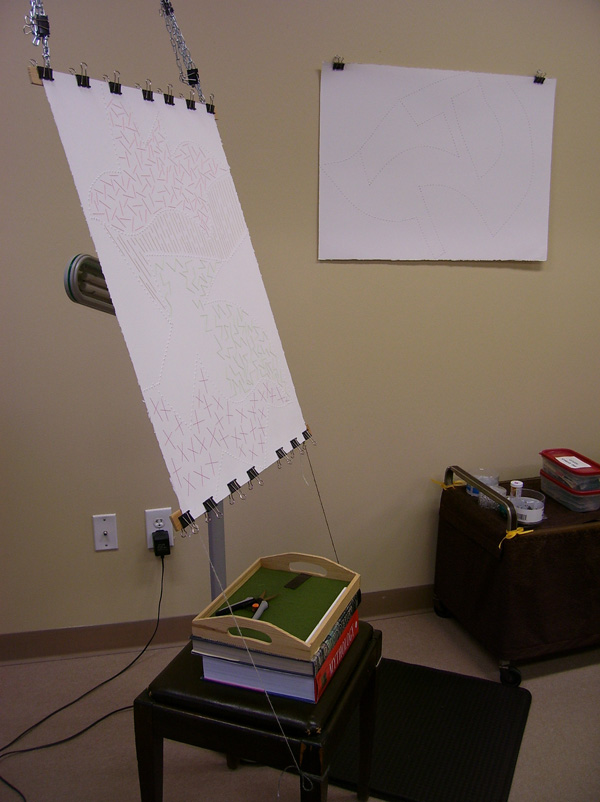 Suspended Easel for stitching large Threadlines. Photo: D. Slowinski.