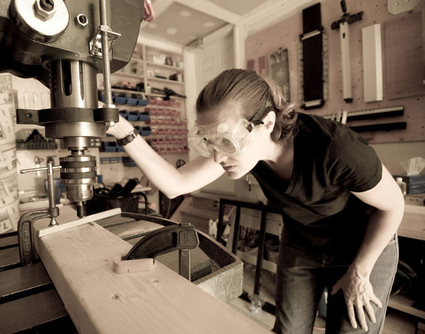 Christine Mockett working in the studio. Photo: Peter Juranka.