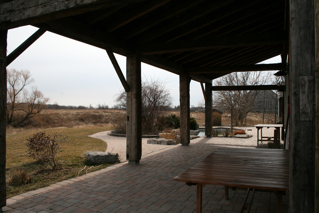 The porch at Joshua Creek Heritage Art Centre, World of Threads Festivsl 2012.