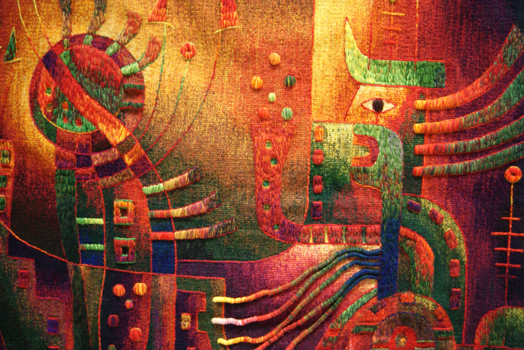 Armonia en el hogar, detail. 2011, 120 H x 120 W x 1 cm, Alpaca wool, cotton, mixed fibers. Technique: Hand-woven Tapestry.