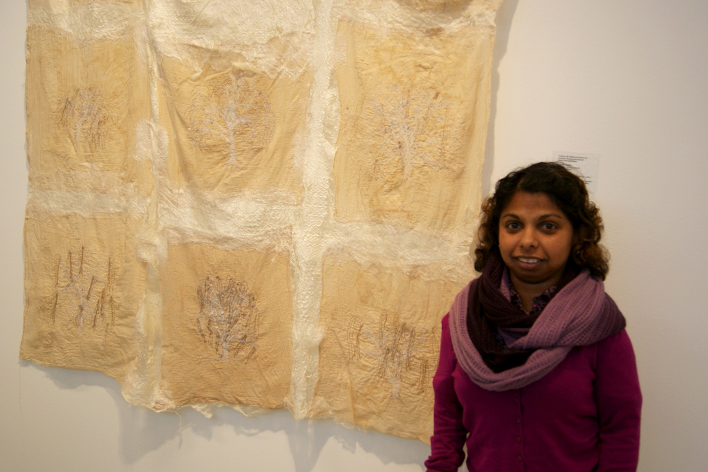 Artist Chamila Belieth at the Quiet Zone exhibition, World of Threads Festival 2012.
