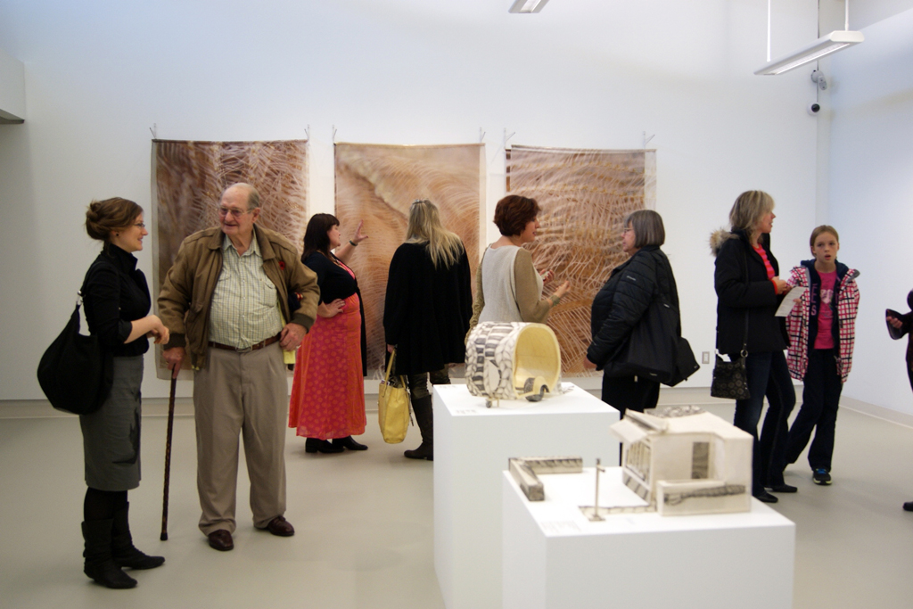 Artists Jessica Barr, Catherine Dormor and Ixchel Suarez chatting to guests.