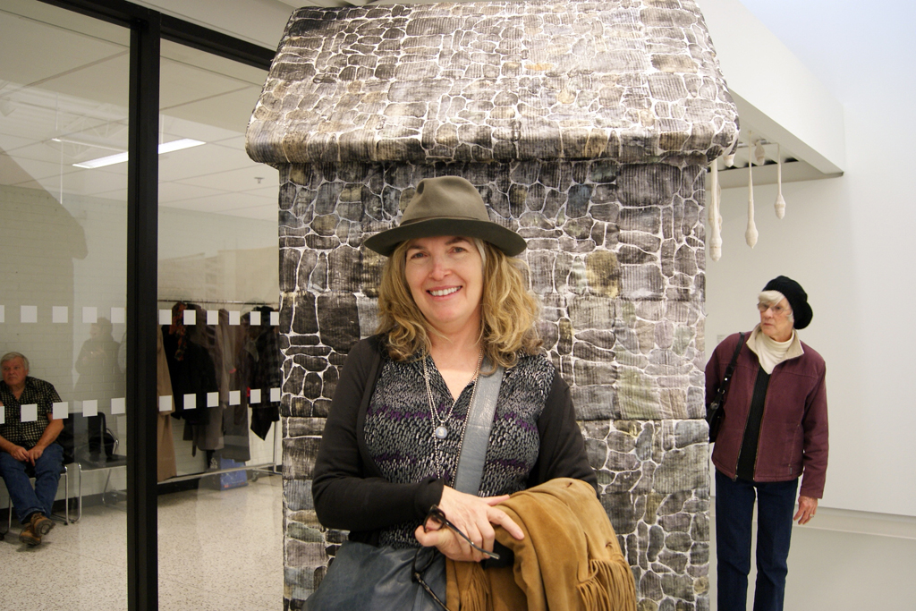 Artist Rochelle Rubinstein at the opening of the Quiet Zone exhibition, World of Threads Festival 2012.