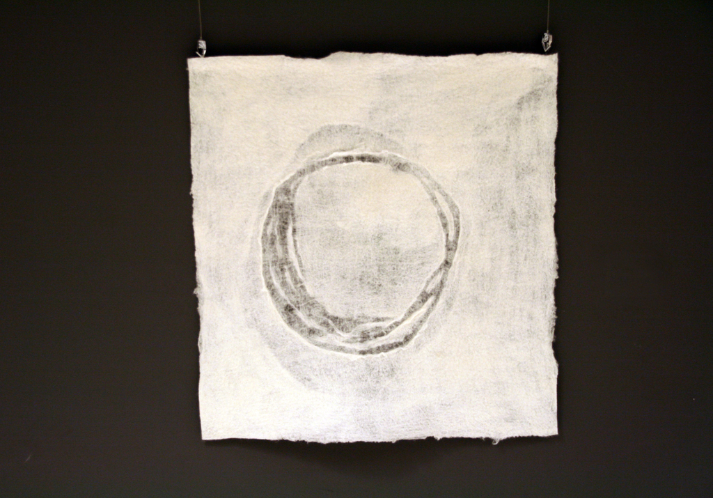 Enso' Title: RR DD UG,  2014, 85H 75W cm, felted merino wool fibers.