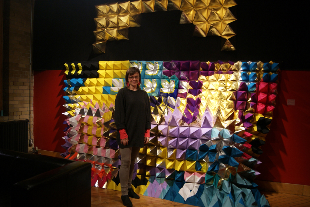 Magda Wojtyra at the opening of the Protrusion exhibition.