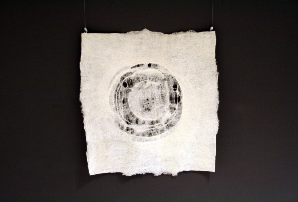 Enso' Title: MM-A, 2015 90H 88W cm felted merino wool fibers.