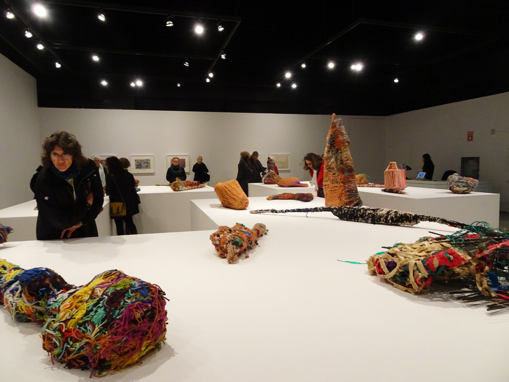 Visitors at the Judith Scott exhibition, World of Threads Festival 2016.
