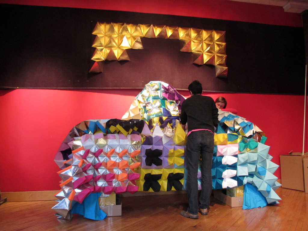 Installing the work of Magda Wojtyra.