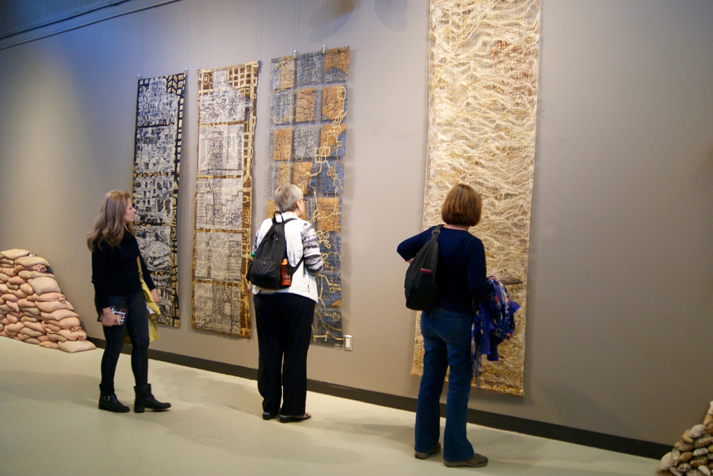 Visitors to Late in the Season exhibition, World of Threads Festival 2016.