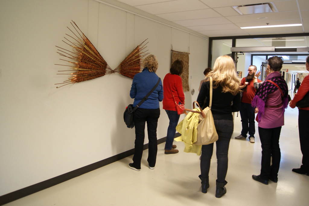 Visitors to Late in the Season exhibition, World of Threads Festival 2016.