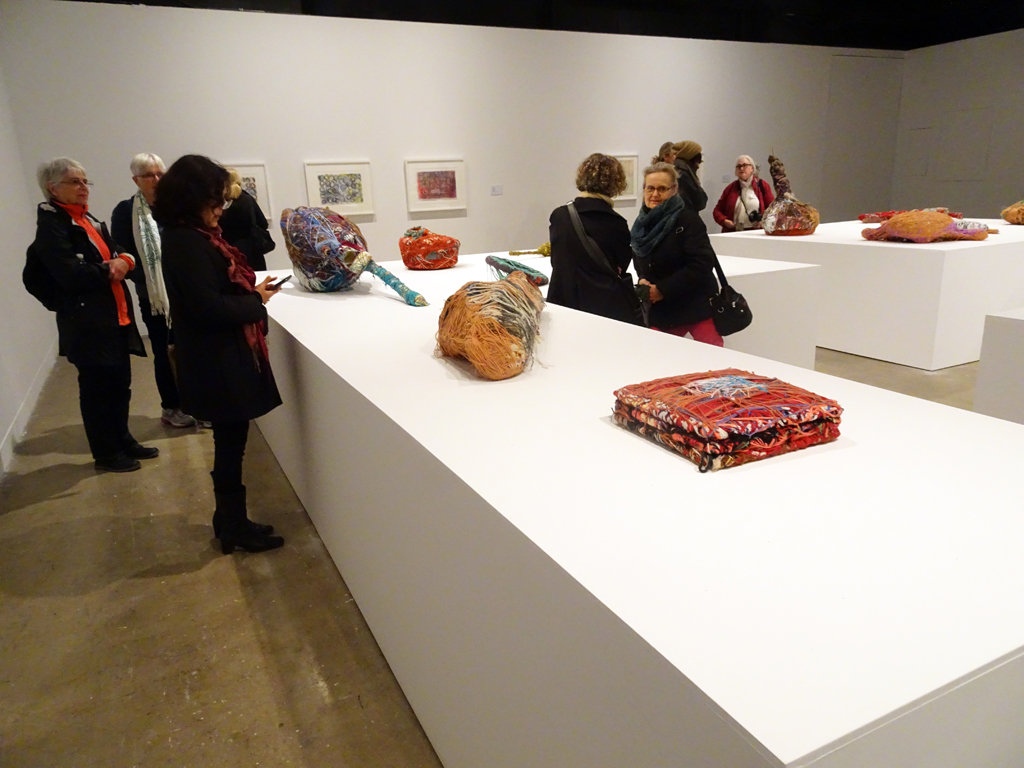 Visitors at the Judith Scott exhibition, World of Threads Festival 2016.
