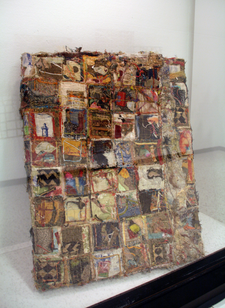 Melanie Siegel: Large Book 1, felted, hand stitched, vintage fabric, trim, free-motion embroidery.