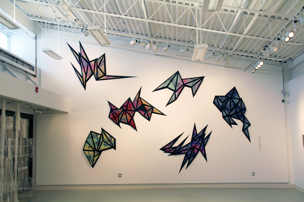 Installation view: Heather Macali, Cosmic Geometry exhibition, World of Threads Festival 2016.