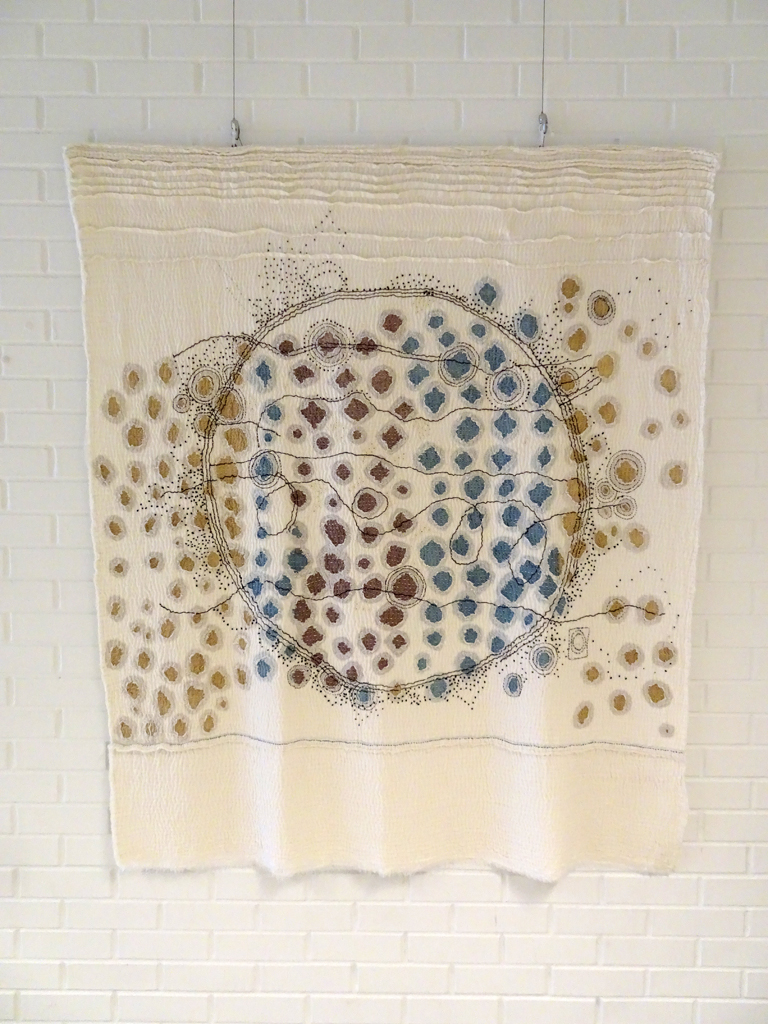 Judy Martin: My Open Heart, 2017, 147hx123wx.5dcm, wool, plant-dyed silk, plant-dyed wool, silk and wool threads, hand stitched with embroidery and quilting.