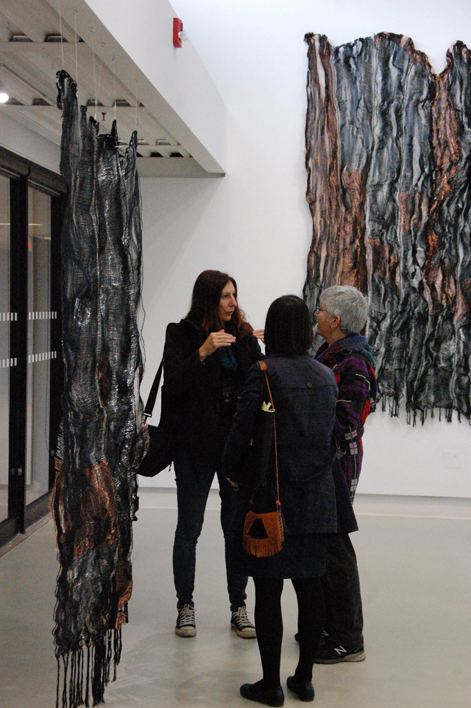 Visitors to the Flow exhibition, World of Threads Festival 2018.