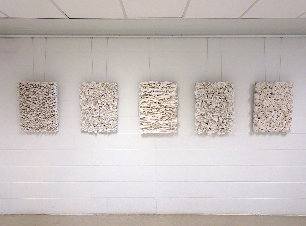 Pages from Life's Journey, Date: Fall 2015 / Spring 2016
Dimensions: 18" x 24" (all are same size), Medium: Mixed - Plaster & Fabric
Technique: Sculpturing of Fabric by use of Plaster
