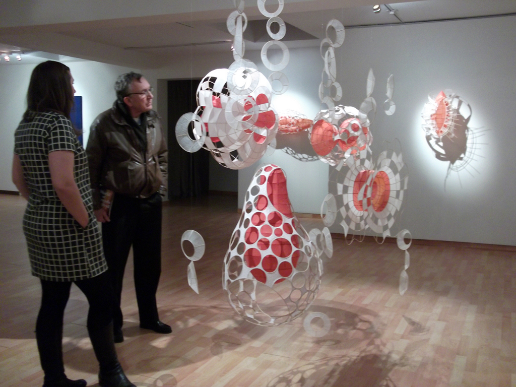 Curator: Stanzie Tooth, at the opening of the Material Connections exhibition, World of Threads Festival 2012.