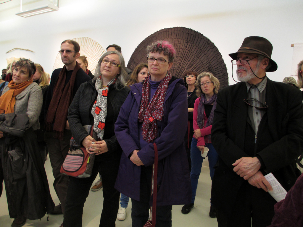 Visitors at the opening of the Quiet Zone exhibition, World of Threads Festival 2012.