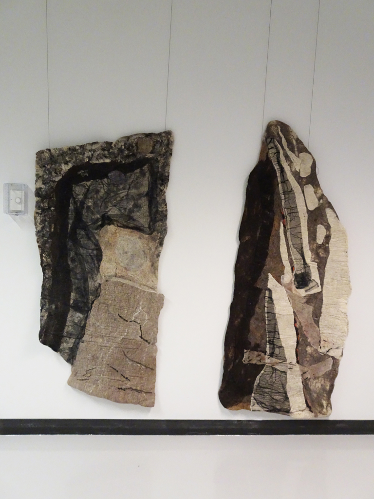 Sarah Waters: Monolith ll, 2017, 172H, 83W, 2D cm, wool, felted, mounted.
Monolith Vl, 2017, 190H, 80W, 2D cm, wool, felted, mounted.