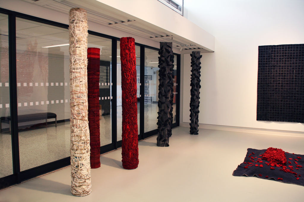 Installation view: The Red and the Black exhibition, World of Threads Festival 2014.