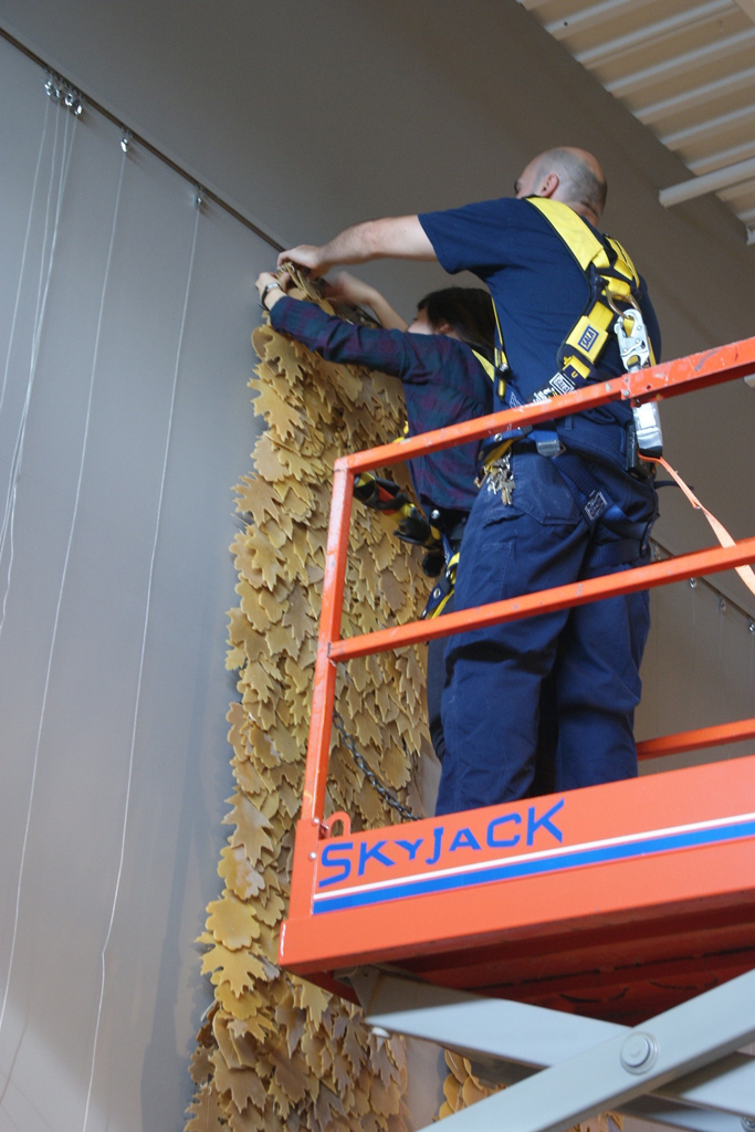 Step 3: Sections are hoisted into place.