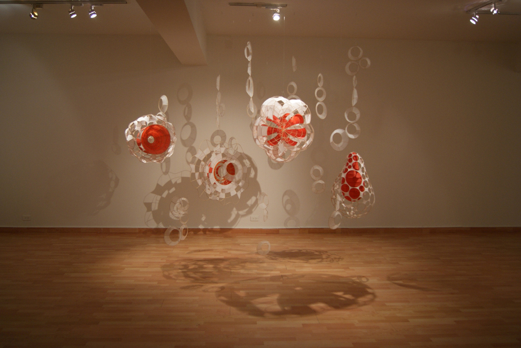 Red and White Melody, Xiaojing Yan, Material Connections exhibition, World of Threads Festival 2012.