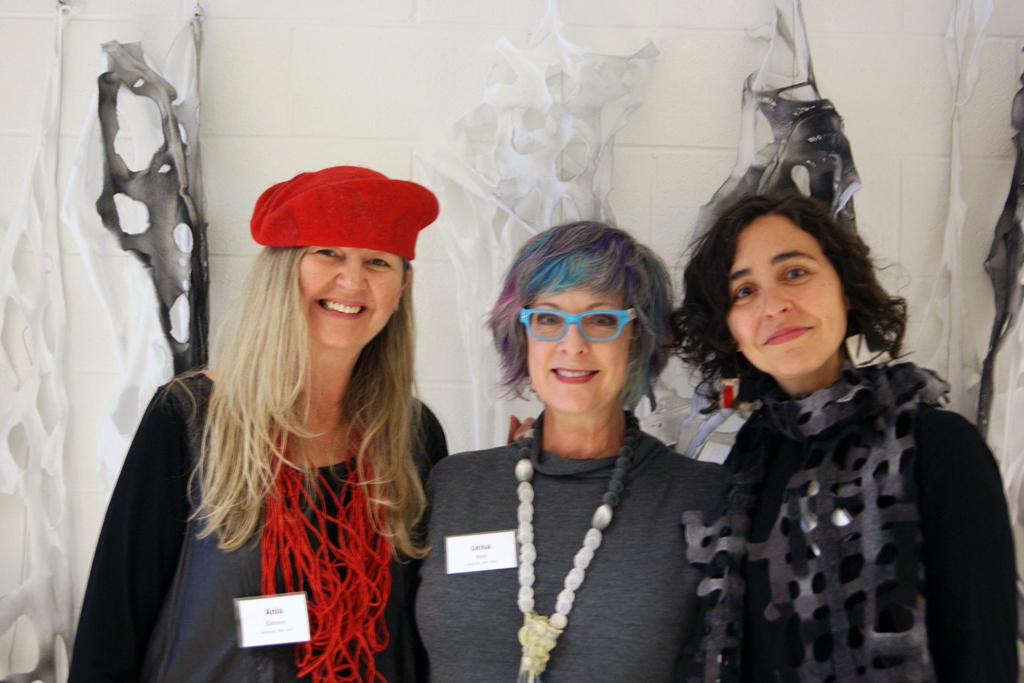 Ania Gilmore, Leisa Rich and Eva Camacho-Sanchez at the World of Threads Festival 2016 opening.