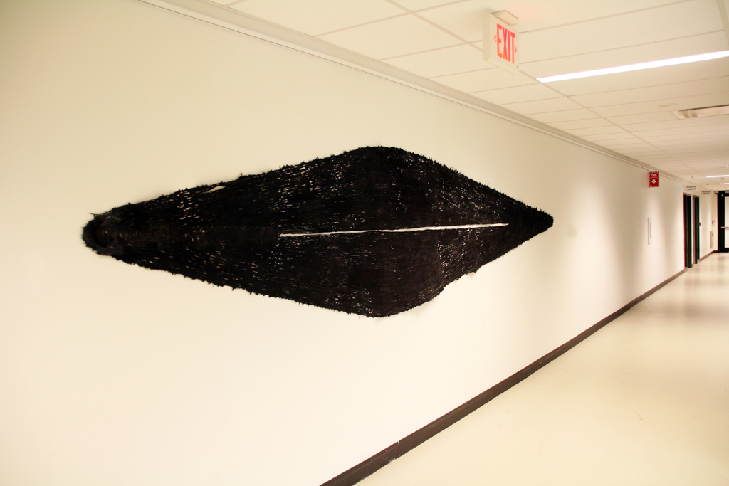 Veil of Tears, 2016, 500H x 120W 0,5D cm, kozo fibers, thread. Technique: author’s own technique. Mounted.