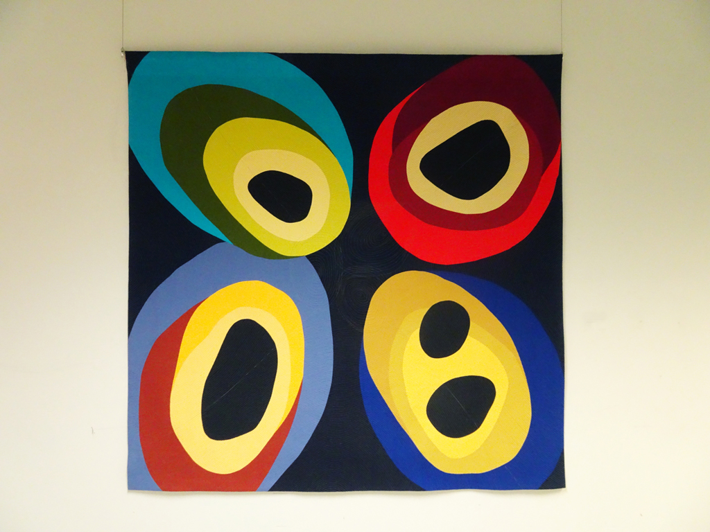 "Out of the Indigo Sky", 2015, 7 ft. sq. x 7 ft. sq., 100 % cotton, machine pieced, machine quilted.