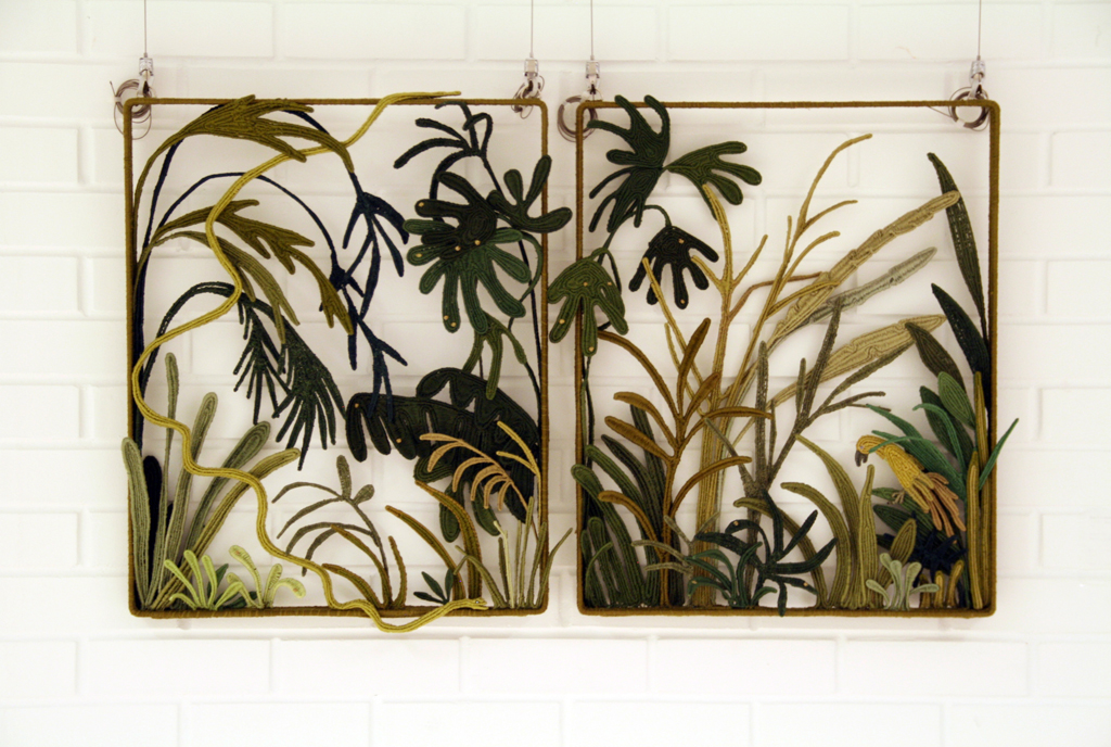 The Year of Yellow Rain, 2014, 61 x 96 x 10 cm, cotton, linen, wire, coiled.