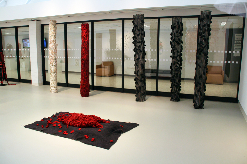 Installation view: The Red and the Black exhibition, World of Threads Festival 2014.