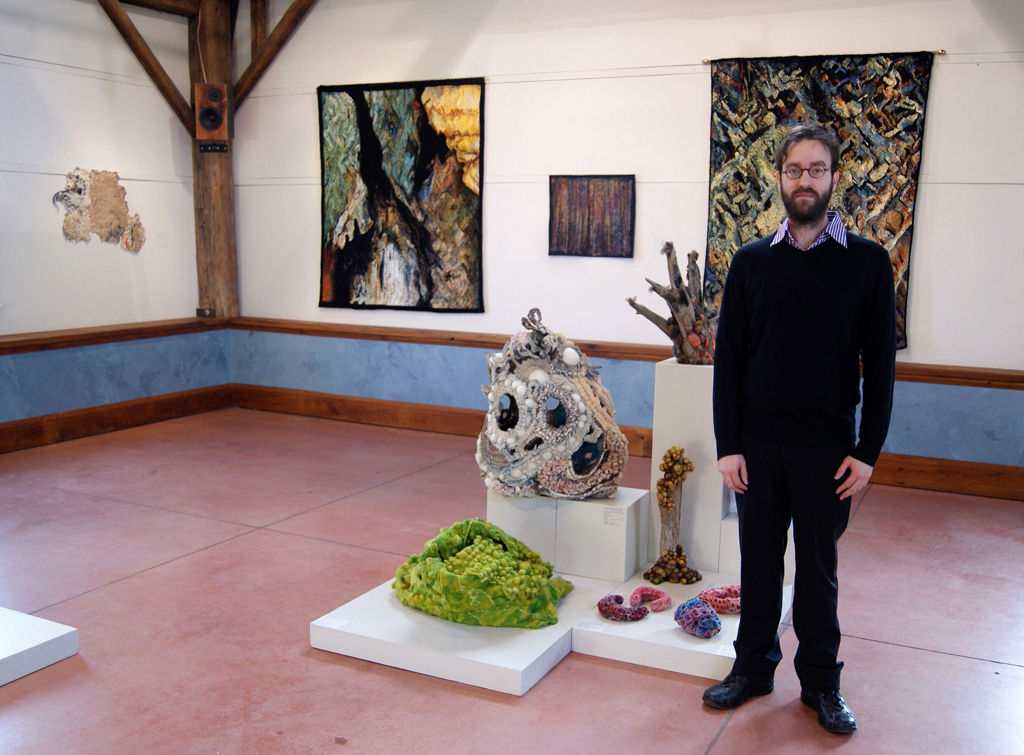 Curator: Gareth Bate at the opening of the De rerum natura exhibition, World of Threads Festival 2012.