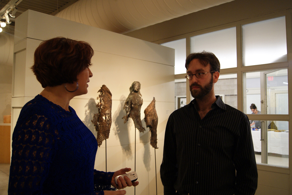 Artist Ixchel Suarez chatting to Curator Gareth Bate.