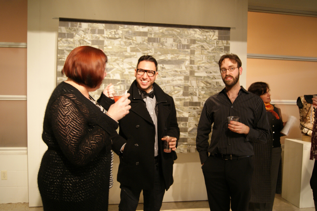 Artists Lisa Brunetta and Robert Davidovitz chatting to Curator Gareth Bate.