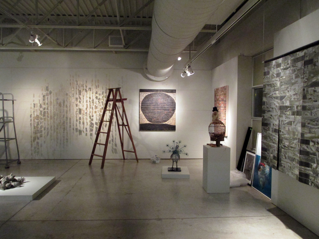 Installing Memento mori exhibition.