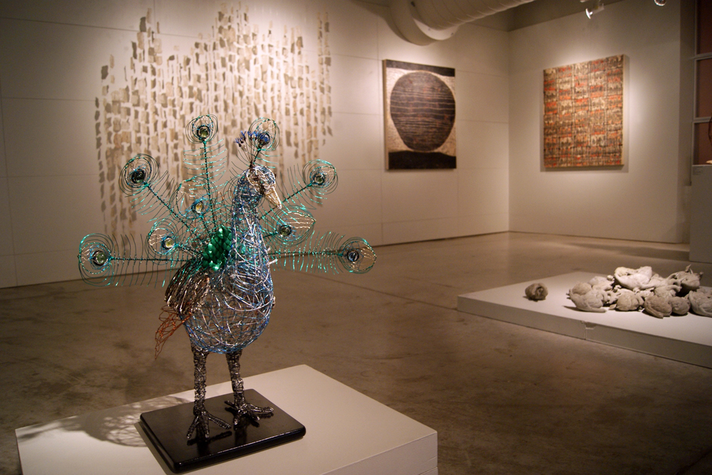 Artwork Floor: Lisa Brunetta, Trish Delaney. Wall L to R: Megan Bostic, Rochelle Rubinstein