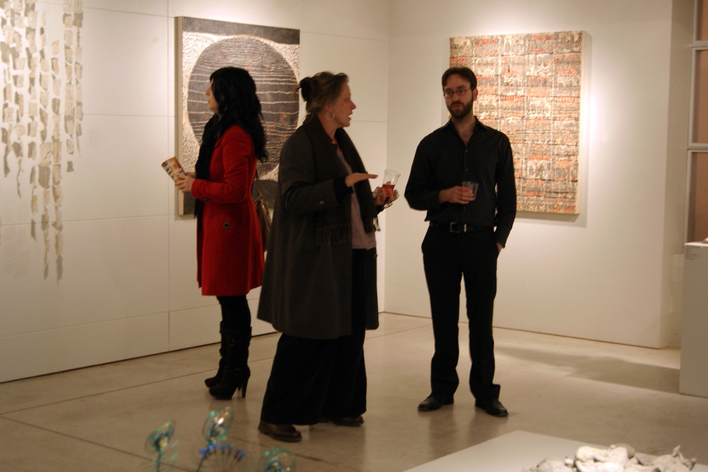 Visitor chatting with Curator Gareth Bate.
