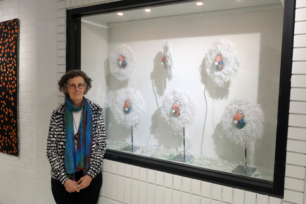 Elaine Whittaker at the opening of the World of Threads Festival 2023-24.