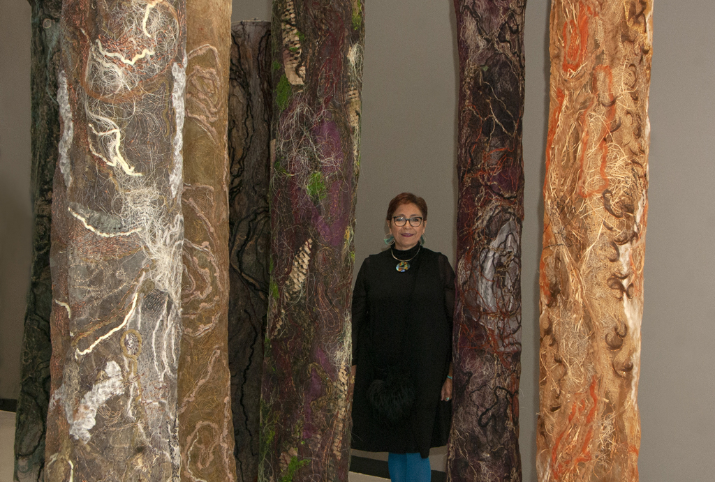 Ixchel Suarez at the opening of the World of Threads Festival 2023-24.