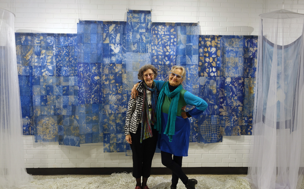 Artists: Elaine Whittaker and Kelley Aitken at the opening of the World of Threads Festival 2023-24.