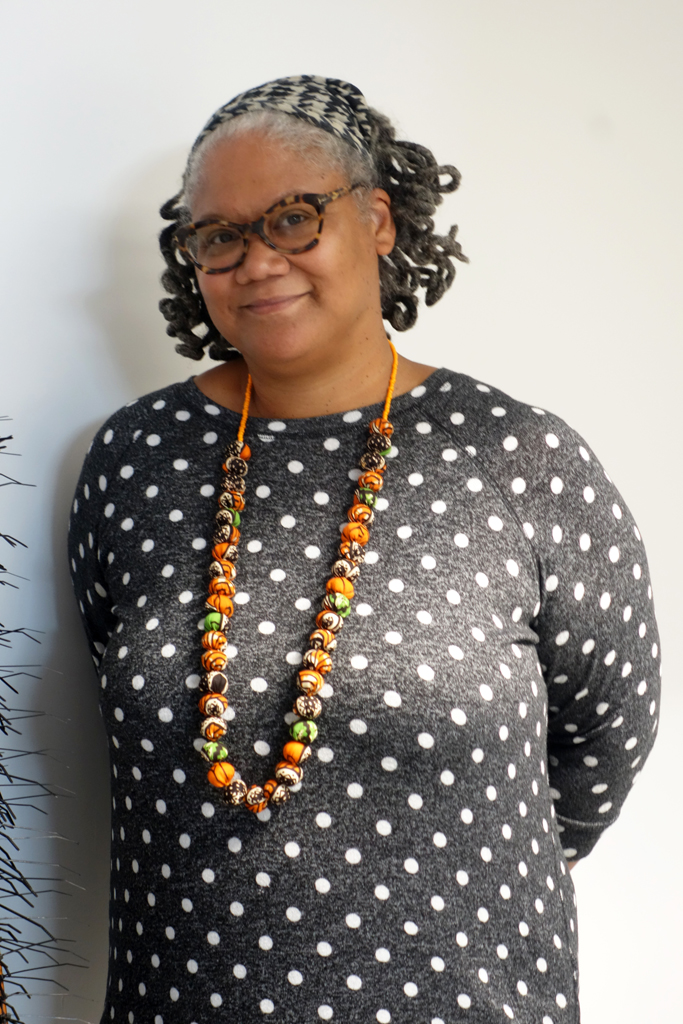 Theda Sandiford at the opening of the World of Threads Festival 2023-24.