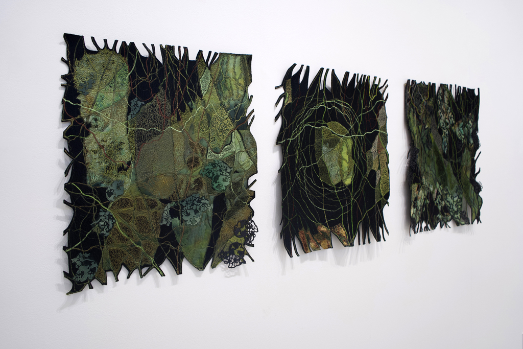 Installation view: Woven Fortress series, Kate Sellar, Amorphous, World of Threads Festival 2023-24.