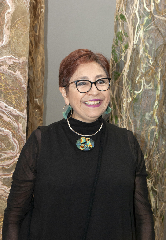 Ixchel Suarez at the opening of the World of Threads Festival 2023-24.