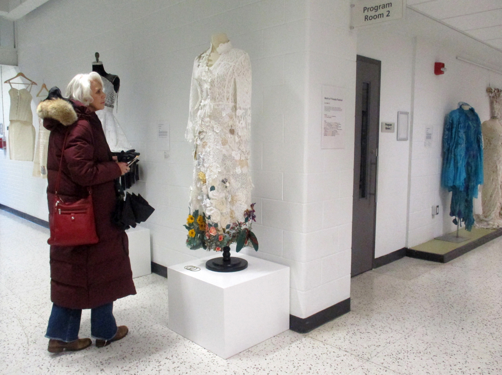 Visitor to Cat Walk III, World of Threads Festival 2023-24.