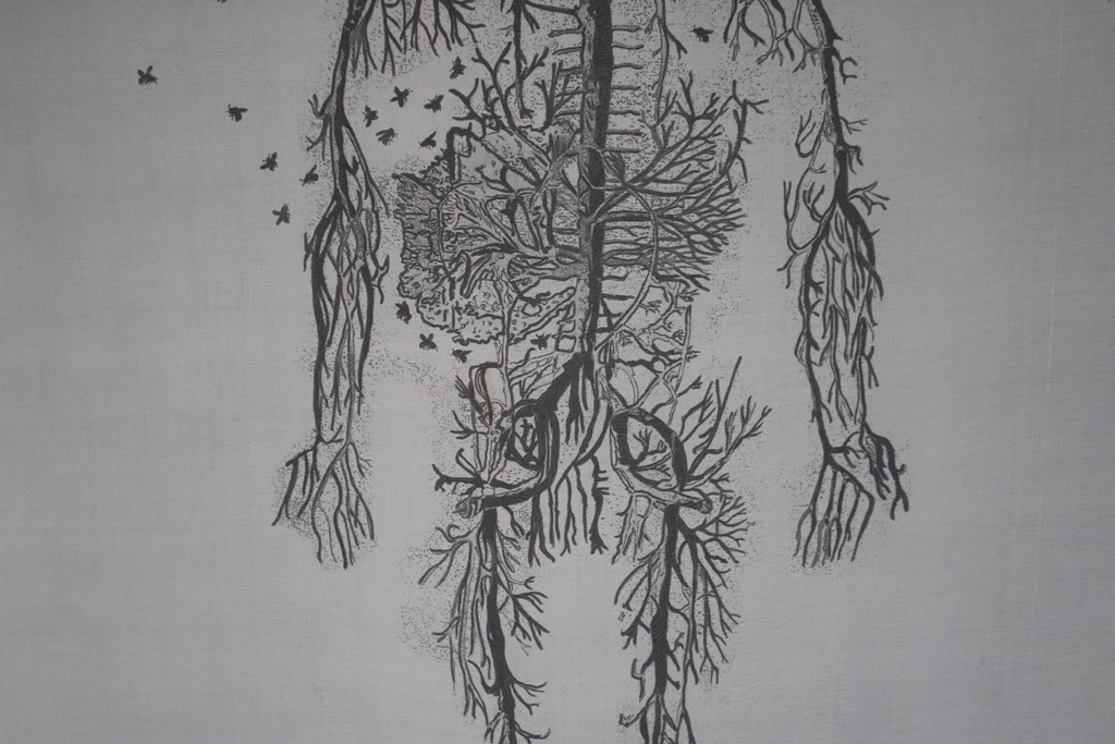 Home, A Fragile Shelter, detail, Maggie Tchir, Forever Covid, World of Threads Festival 2023-24.