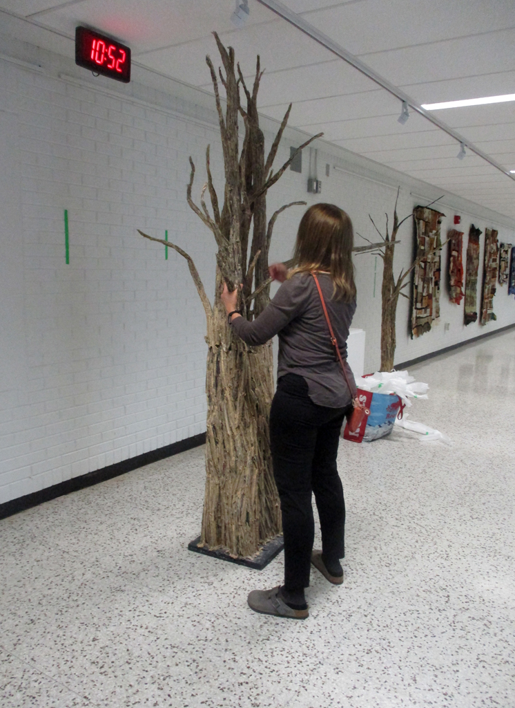 Artist: Barbara Cook: working on the Cycle of Life installation, World of Threads Festival 2023-24.