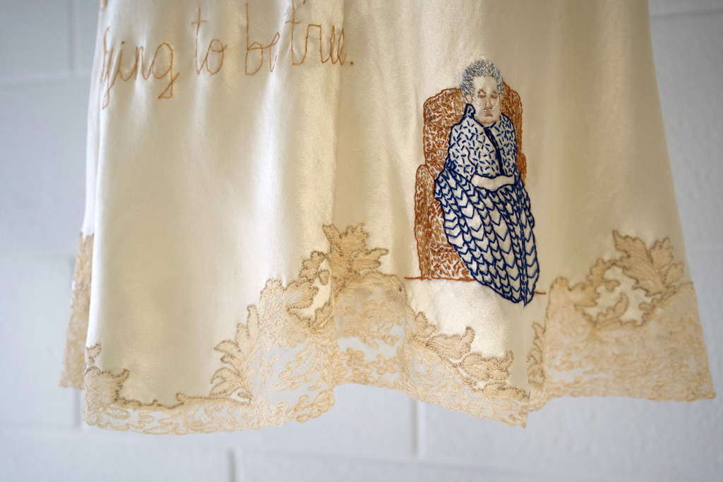 Tapestry of Secrets, detail, Roz Ritter, Cat Walk III, World of Threads Festival 2023-24.