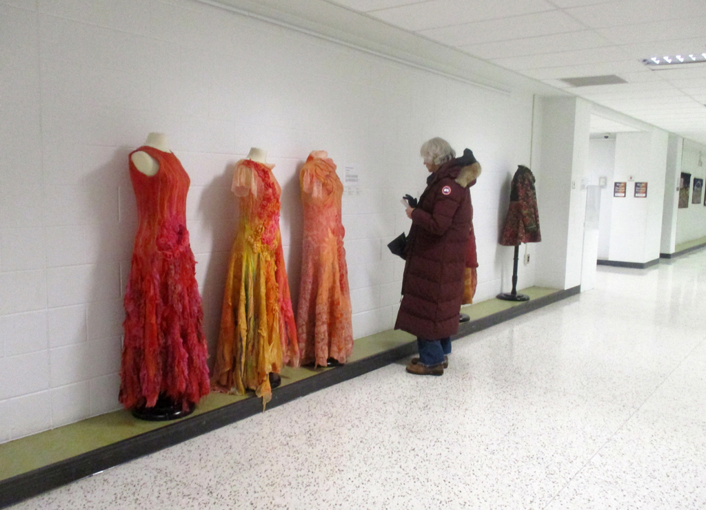 Visitor to Cat Walk III, World of Threads Festival 2023-24.