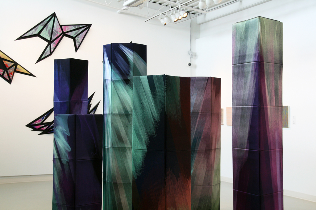 Aurora Towers, detail, Gwen Lowery, Cosmic Geometry exhibition, World of Threads Festival 