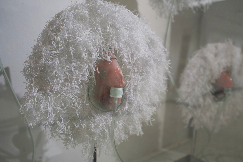 Variants, detail, Elaine Whittaker, Forever Covid, World of Threads Festival 2023-24.